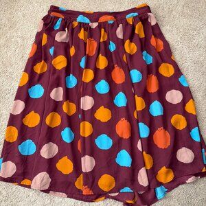 Modcloth Skirt Women 1X Maroon Polka Dot Swing Retro Rockabilly 1950s Pockets